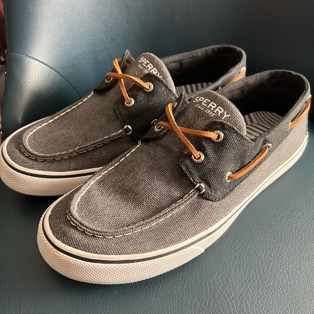 Sperry Men's Bahama II Gray Tonal Waxy Canvas Sneakers STS23318 size 10.5